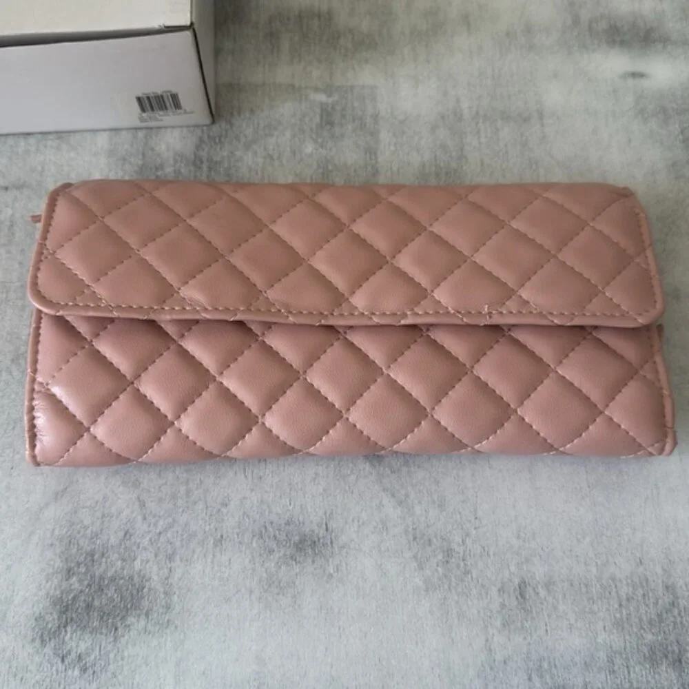 BROUK AND CO Leo Travel Jewelry Clutch Case Quilt Foldable Pink